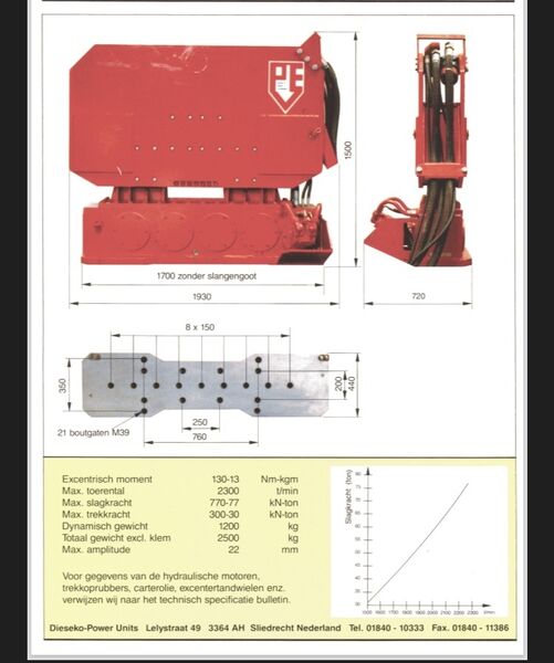 Used PVE2313 vibratory hammer set